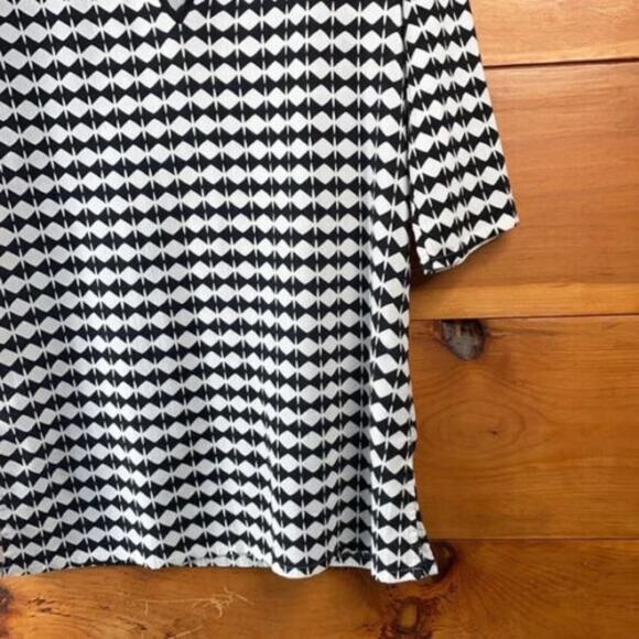 J. Crew Women’s White & Black V-Neck 3/4 Sleeve Pullover Tissue Tunic Top Size S - Picture 4 of 8